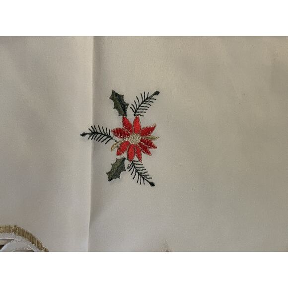 Embroidered Snowman Christmas Table Runner 68x13 Cutwork Lace NEW - Picture 4 of 6